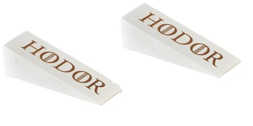 White Door Stop Hodor Stopper Elms Wood Ulmaceae Strong Hold Anti- Slip Rubber Wedge GOT Compatible with Every Surface 2 Pack Gift Engraved Merchandise Gag