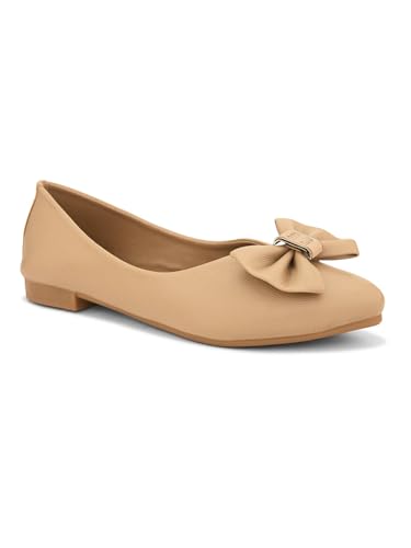 Image of XE Looks Stylish Ballerinas with Gold Bow Accent - Comfortable, Versatile, and Ideal for Elevating Your Everyday Outfits for Girls & Womens