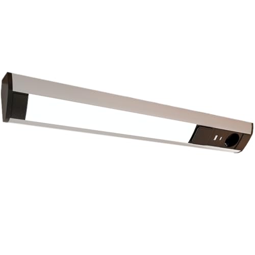 kalb I LED Unterbauleuchte mit Schalter und Steckdose, 230VAC Anschluss, 3000 Kelvin, USB-Port Typ A+C, Aluminium + ABS, IP20 silbergrau