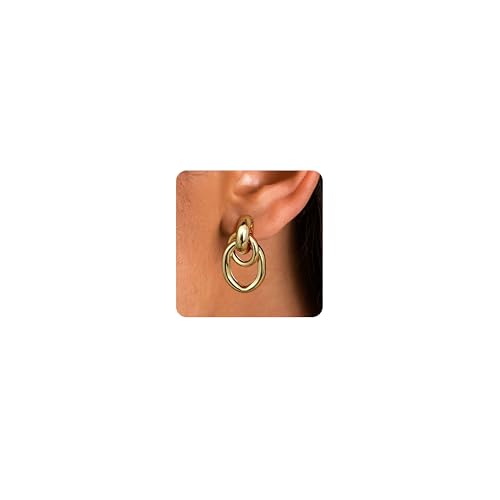 JeryWe Ohrclips Damen ohne Ohrlöcher Hypoallergen 14K Vergoldet Clip Ohrringe Nicht Anlaufen Chunky Statement Knoten Clip On Ohrring Tropfen Fake Ohrringe ohne Ohrloch Mode Accessoires-Glied