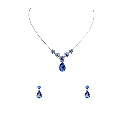 Image of Faship Gorgeous Rhinestone Crystal Floral Necklace Earrings Set