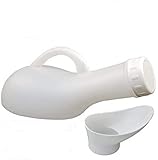 ASPIRE UK® Urine Bottle Spill Proof Unisex: Portable Urinals Screw Top Lid Pee Female Funnel Urine Bottles Container Plastic Bed Pan Car Travel 1200ml Adult Kids Night Wee Pot WC for Patients