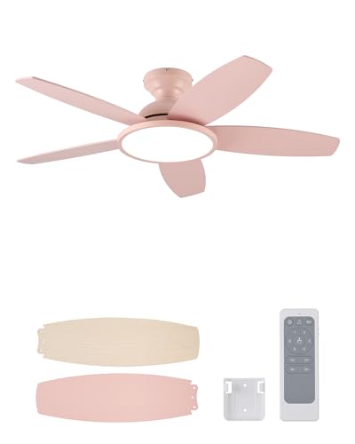 VONLUCE 42 Inch Ceiling Fans with Lights Pink