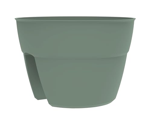 EDA - Pot Cavalier Osaka 8 L - Système de Fixation Simple et Breveté - pour Balcons et Rambardes - Ø 30,6 x H.20,6 cm - Vert Laurier