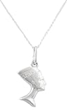 JOTW Italian Sterling Silver Horn, Hamsa Hand, Whale Tail, Nefertiti and Opal Star of David Pendant with an 18 Inch Necklace (Nefertiti)