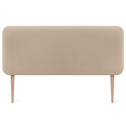 DHOME Cabecero Tapizado Liso Redondeado Polipiel con Patas para Pared Acústicos Cabeceros Absorbentes Cabezal Cama Dormitorio (Beige, 150cm)