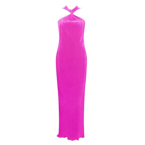 Robe longue sans manches rose chaud Bodycom Wrap Split en taille S