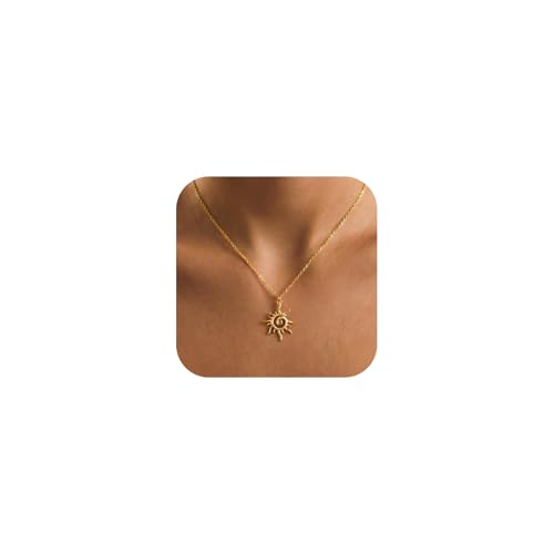 Image of Gold Silver Necklace for Women, Dainty Cubic Zirconia Pendant