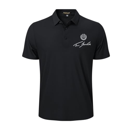 Men's Premium Cotton Short Sleeve Polo T-Shirt with Rhinestone Embellishment, Classic Fit