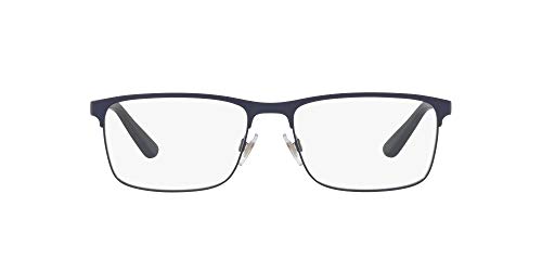 Polo Ralph Lauren Men's PH1190 Rectangular Prescription Eyewear Frames, Matte Navy Blue/Demo Lens, 56 mm