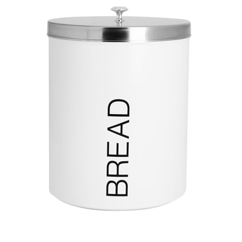 Harbour Housewares Kitchen Bread Bin with Airtight Lid - White - Contemporary Steel Storage Caddy Rubber Sealed Bread Container Bin for Loaves, Pastries, Rolls - Cosy Home Interiors Harbour Housewares Kitchen Bread Bin with Airtight Lid - White - Contemporary Steel Storage Caddy Rubber Sealed Bread Container Bin for Loaves, Pastries, Rolls