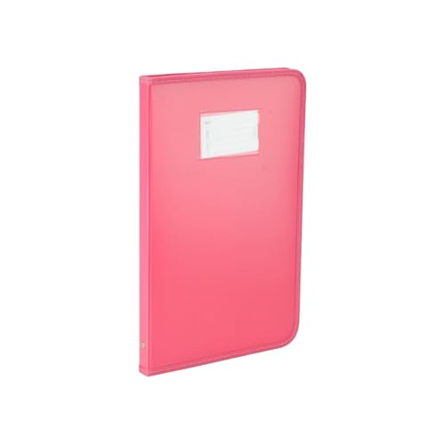 Image of Worldone Zipper Display Book Folder for Documents, with Name Card, Made of 0.8mm Virgin PP Material with 20 Bound Plastic Binder Sleeves, Size FC (fullscap), Radiant Pink, Set of 1