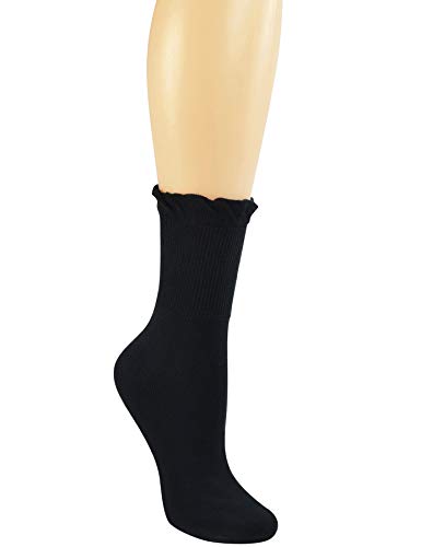 Yomandamor Women's Non-binding Lace Crew Diabetic Dress Socks with Seamless Toe,4 Pairs