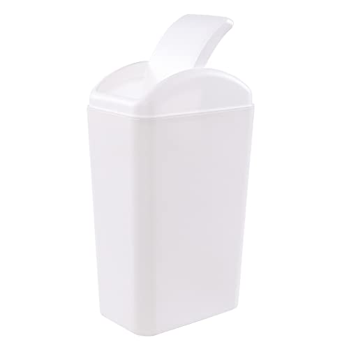 Caneca de basura blanca de plástico con tapa basculante 3.5 gal