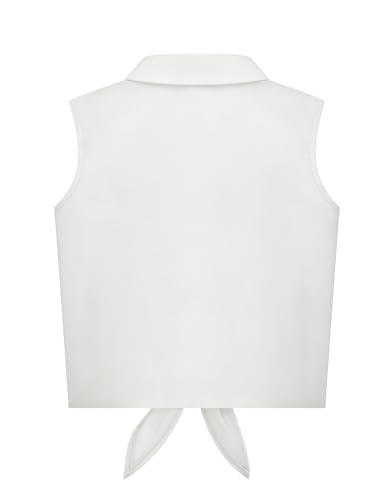 Image of Girls Fringe Shirt Sleeveless Button Down Western Cowgirl Tassel Trim Casual Blouse Shirt Top 4-13Y