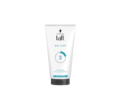 Image of Taft Wet Look Hair Gel, Level 3, 150 ml, fixation with grade 3 out of 15, wet look hairstyle, non-sticky, easy to wash off, vegan formula, without ethyl alcohol, Pack of 3