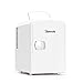 AstroAI Mini Frigo de Chambre, 4 litres / 6 Canettes 330ml, 12V/220V, Petit Frigo Cosmetique, Mini Réfrigérateur Voiture Portable, Glacière Électrique, Fonction Chaud/Froid, Cadeau Femme Homme (Blanc)