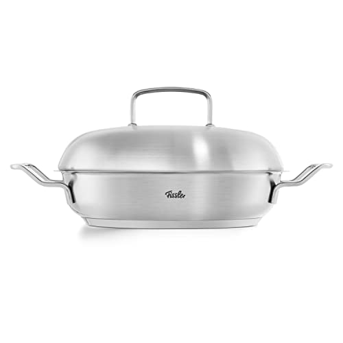Fissler Original-Profi Collection Stainless Steel 9.5 Inch Serving Pan with High Dome Metal Lid