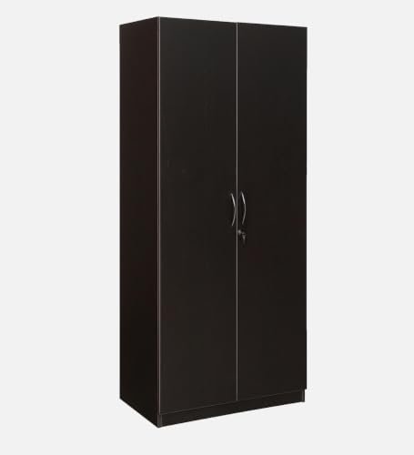 Image of Mintwud Pepperfry Engineered Wood Amber Wardrobe with 2 Doors Storage, Lock and Hanging Rod | Wooden Almirah for Living Room Bedroom Furniture | Storage Organizer Cabinet Cupboard for Clothes