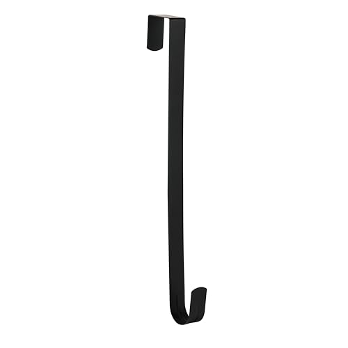 Image of Slim Over The Door Wreath Hanger for Front Door, 15 inch Black 1 Pack | Damage-free wreath holder, Easy to Use and Reusable Door Hook for Christmas, Thanksgiving, Halloween and Daily Decor