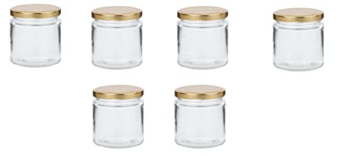 Image of AFAST Clear Glass Storage Jars with Gold Lid - 100 ml, Pack of 8, Airtight Small Containers for Spice, Masala, Pickle, Dry Fruits, Snacks, Multipurpose Kitchen Food Storage Jar,