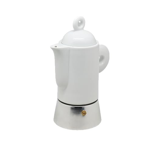 AKINDA Home - Caffettiera da 3 tazze in porcellana con base in alluminio - moka design - caffettiera elegante