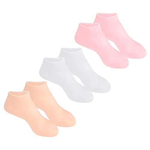 Outanaya 3Pairs Moisturizing Foot Cover Socks for Women Intensive Hydration Treatment for Dry Cracked Feet Washable Reusable for Home Pedicure Care Infused