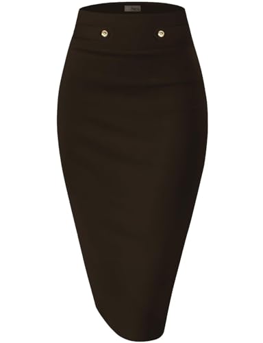 Image of Hybrid & Company Womens Pencil Skirt Premium Nylon Ponte Stretch Office Made in The USA Below Knee