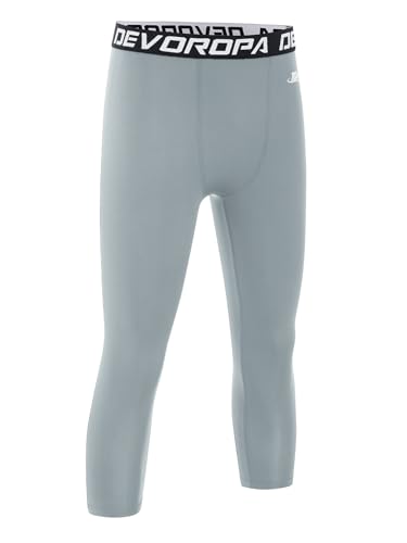 Image of DEVOROPA Boys Leggings Youth Compression Pants Sports Tights Basketball Football Baseball Soccer Baselayer Slim /Regular /Husky