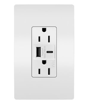 Legrand 15 Amp Weather Resistant Outlet 6A USB Type A/C White 1 Pack