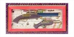 Wall Art Plastic Gun with Bullets Acrylic Frame Decorative Showpiece (Size 74 cm x 38 cm)