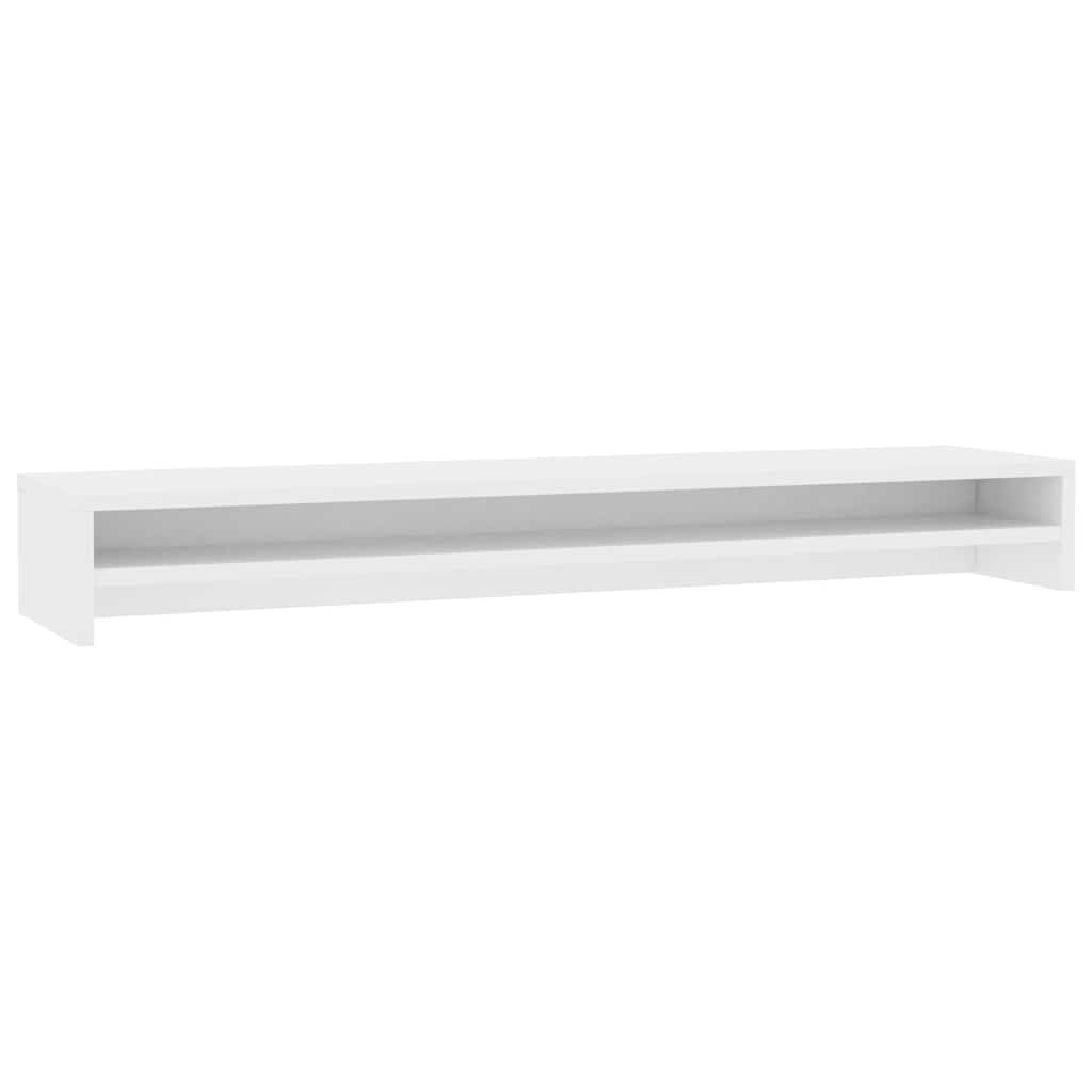 vidaXL Monitorständer 100x24x13 cm, 2 Etagen, Weiß, Holzwerkstoff, Schreibtisch-Riser mit Stauraum, Organizer, Bildschirm-Regal für PC & Laptop, Schlankes Design, Robuste Arbeitsfläche