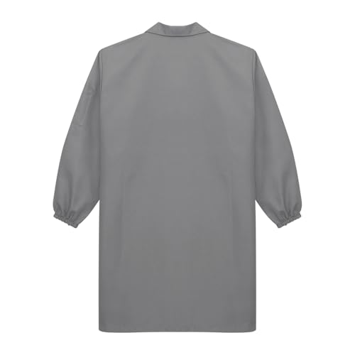 Image of iiniim Mens Long Sleeve Wear Resistant Work Coat Notched Lapel Dustproof Jacket Lab Coat Workwear