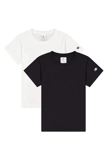 Champion Legacy American Classics G - C-Logo S-S 2-Pack Crewneck T-Shirt, Bianco/Nero, 11-12 Anni Bambina FW23