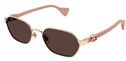 Gucci GG1593S 003 Gold-Pink/Violet Hexagonal Woman's Sunglasses, 56/18/140