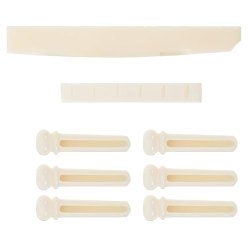 VICASKY Acoustic Guitar Pegs 1 Set Guitar Bridge Pins Folk Guitar Bone Bridge Saddle and Nut Guitar Accessories Instrument Supplies Acoustic Guitar Kit