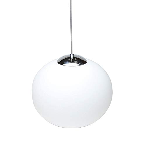 Huahan Haituo E27 Globe Pendentif Lampe en Acier Brossé Ombre Opale Blanc Verre Globe Pendentif Plafonnier(25 Centimètre)