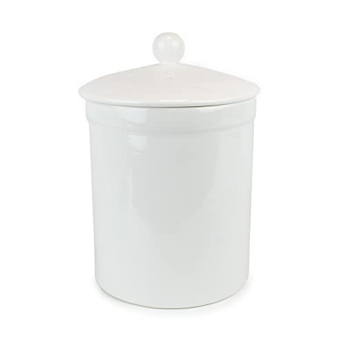 White Ceramic Compost Caddy - Portland Kitchen Ceramic Compost Bin for Food Waste Recycling