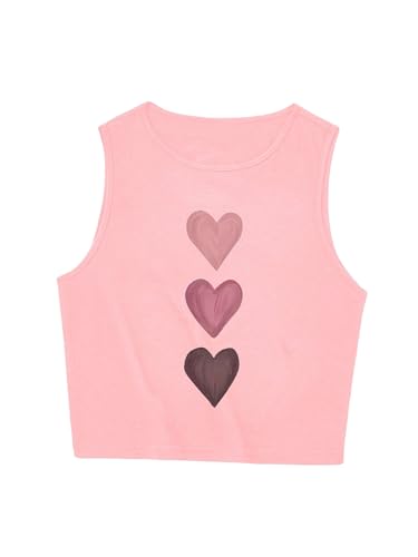 SweatyRocks Girl's Heart Graphic Tank Top Crew Neck Sleeveless Y2K Summer Tops