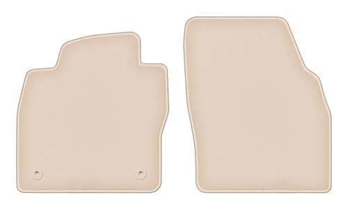 Tapis de Sol Avant en Velours Fortuna pour Skoda Fabia IV Beige 2 Pièces