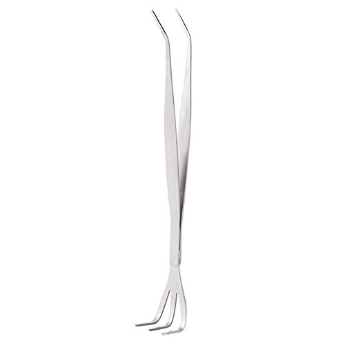 Fdit 2-in-1-Bonsai-Pinzette Wurzelschwader Edelstahl-Wurzelschwader Bonsai-Pinzette Bodenbearbeitungswerkzeug mit ergonomischem Griff für Gartenzubehör MEHRWEG VERPAKUNG