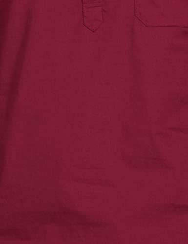 Buy Amazon Brand - Symbol Men's 100% Cotton Regular Fit Casual Shirt (Kurta Placket Style) Amaranth M at Amazon.in - Image 6