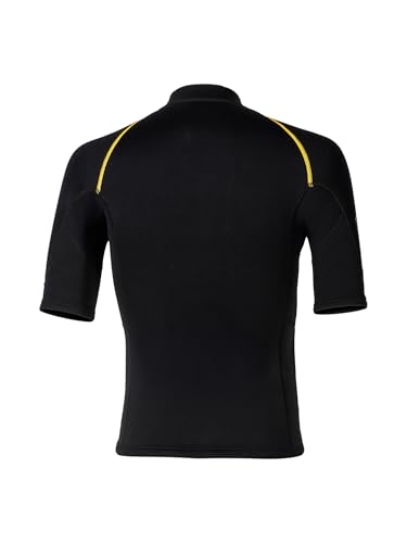 YOOJIA Camiseta De Neopreno para Hombre De Manga Corta Top con Cremallera Frontal Camiseta De Secado Rápido Traje De Natación Surf Negro XL
