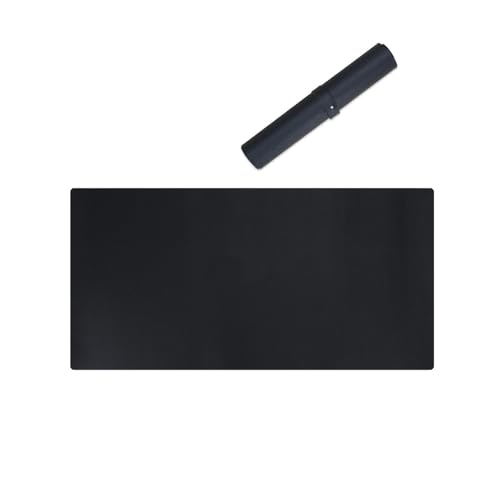 Ecocoer テーブルマット 防水 滑り止め 丈夫 耐熱 大きい レザー 両面 オフィス用 マウスパッド シンプル おしゃれ (90*43CM,ブラック両面モデル)