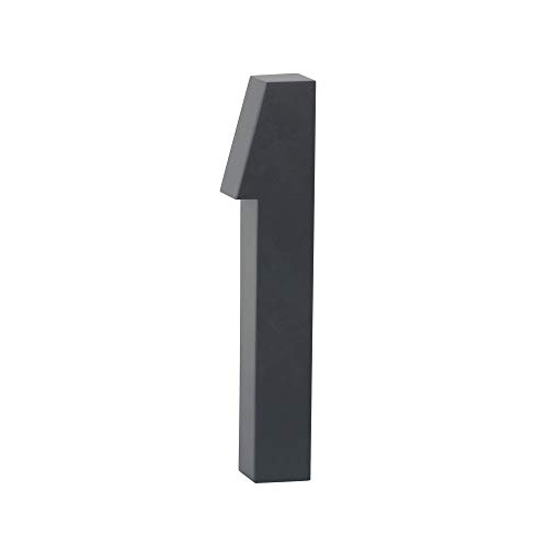 Lukadria Hausnummer 1 anthrazit 3D Edelstahl rostfrei witterungsbeständig 20cm Hoch 0 1 2 3 4 5 6 7 8 9 a b erhältlich Cover