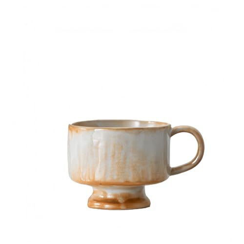 Vlfn 【柴焼き粗陶コーヒーカップ】古法手作 自然開片 5種類杯型(直身/斗笠/大富/蓮升/高足) 手作温度感 ていねいカップ口・滑り止め底 てィータイム向け テーブルウェア (A)