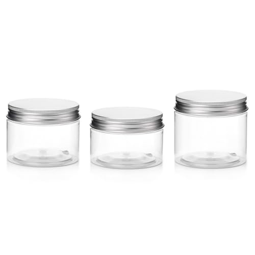 NOLITOY 3 Piezas Frascos Pequeños Recipientes De Salsa Con Tapas Delineador De Labios Crema Para Manos Recargable Contenedores Paquetes Loción Contenedor De Sal Estaño El Plastico Silver