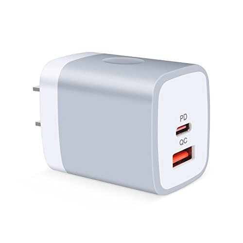 TypeC 充電器 20W USB-C電源アダプタ 急速充電器 PD&QC3.0対応/PSE認証/2ポート USB-A&USB-C コンセント タイプC 充電器 USB ACアダプター アイフォン 充電器 アンドロイド 充電器 スマホ 充電器 携帯充電器 iPhone 14/14Plus/14Pro/14Pro Max/13/12/Mini/SE3、Galaxy S21/S20、iPad Pro/Mini/Air5、Pixel3、Androidその他 各種機器対応(シルバー)