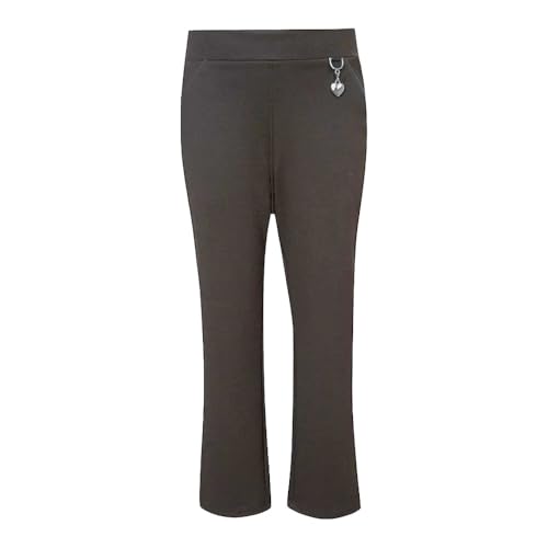 Pantalones escolares para niñas, uniforme escolar con colgante de corazón, pantalones de jersey de pierna delgada, pantalones escolares para niñas, gris, 16-17 años delgado