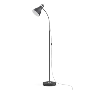 LEPOWER Floor Lamp, Metal Standing Lamp with Adjustable Gooseneck, Heavy Metal Base, Reading Pole Lamp for Office, Black Floor Lamps for Bedroom, Living Room